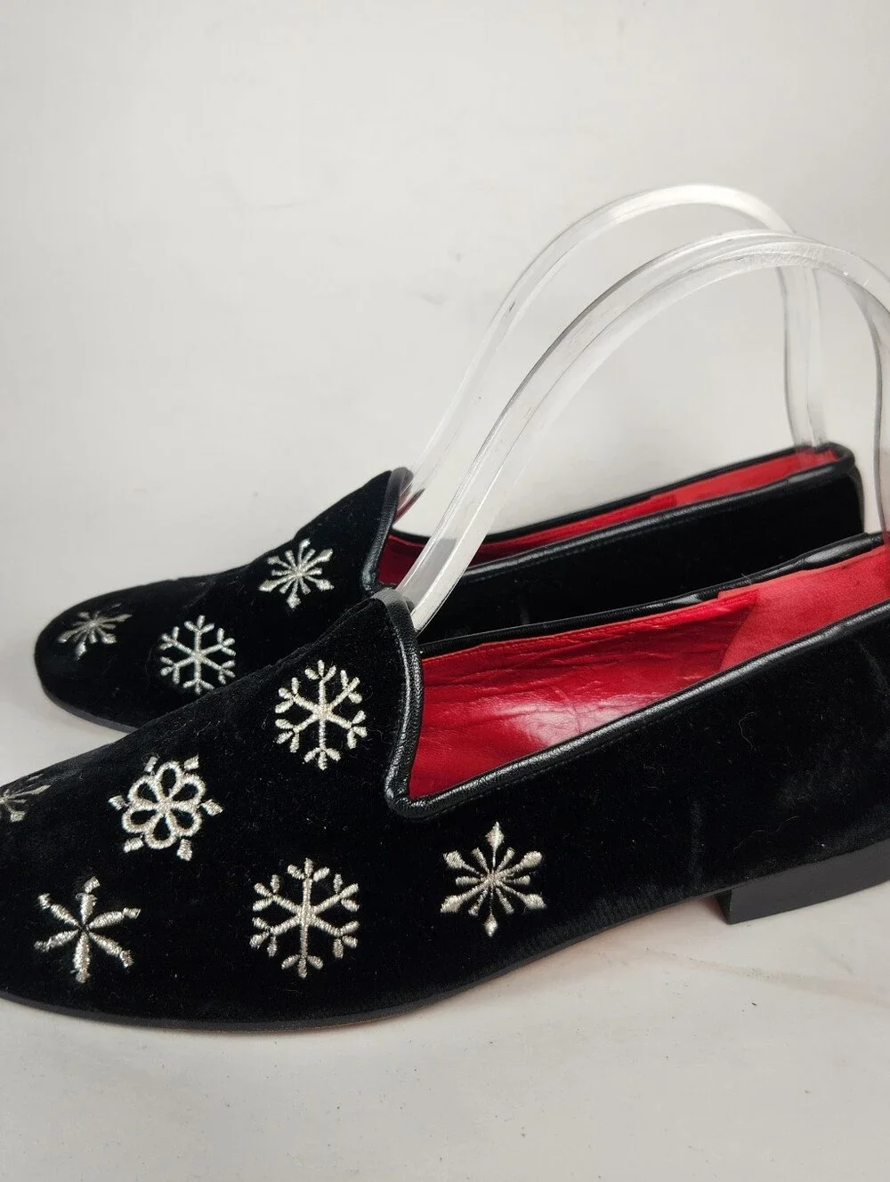 MICHAEL SIMON Women's Holiday Loafer  7.5 Clack Velvet Snowflake Embroidered VTG